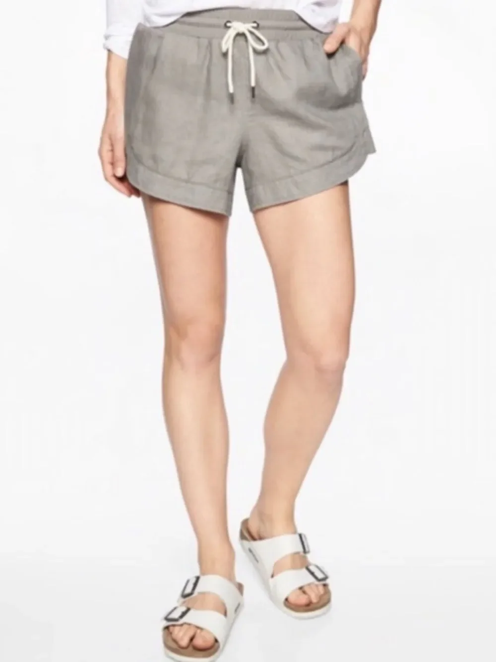 Athleta 12 Gray Bali Linen Shorts